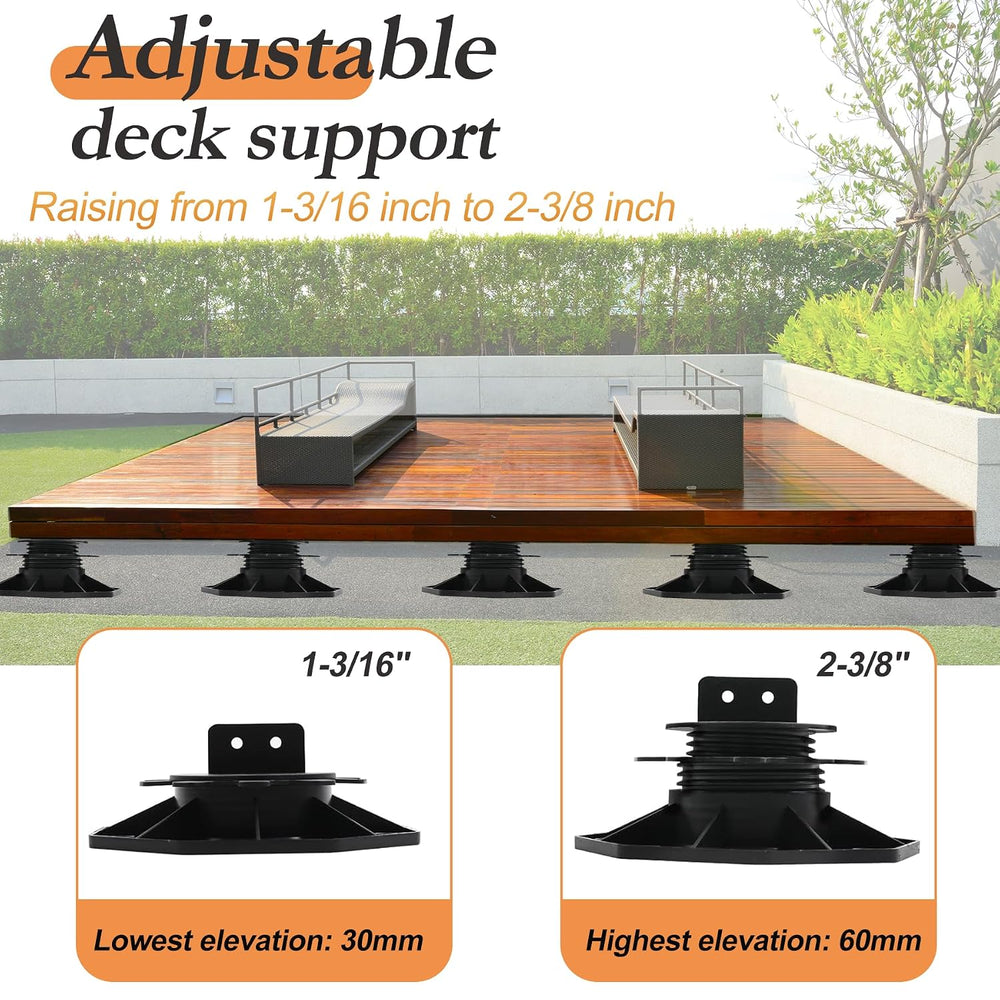 30 PCS Adjustable Deck Support Deck Blocks Plastic Pedestal Paver