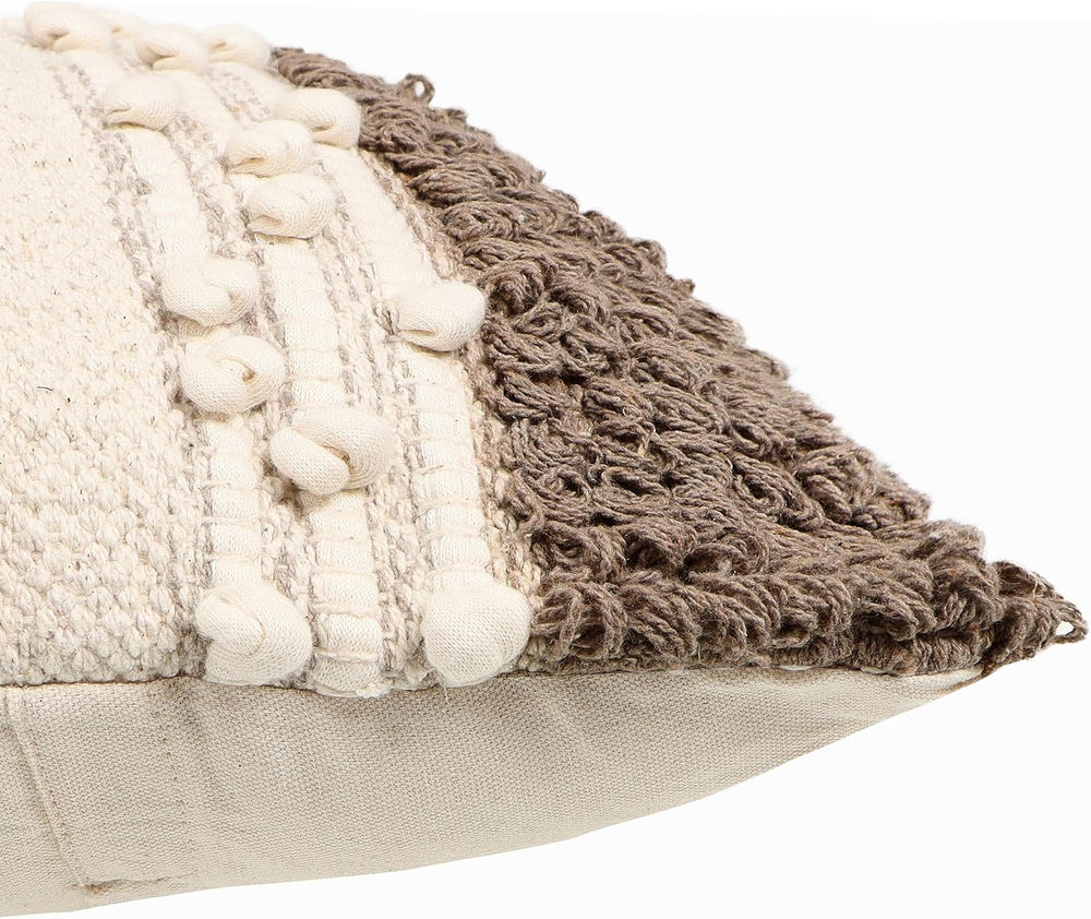 · REDEARTH · Boho Textured Handwoven Throw Pillow Cases - Boho Glam Taupe