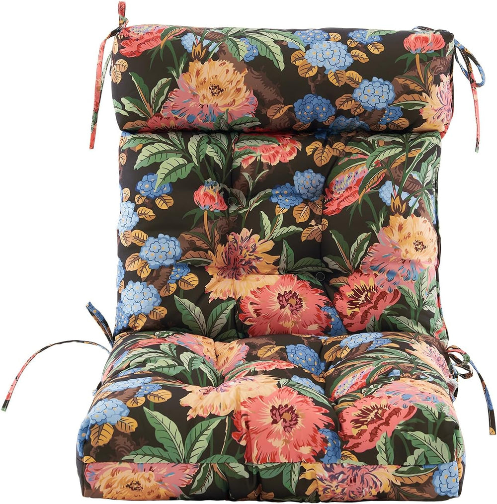 ARTPLAN 44x21 High Back Adirondack Patio Chair Cushion with Ties Floral