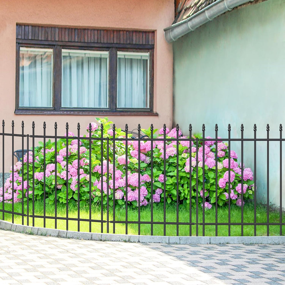 Decorative Metal Garden Fence 30" x 10', Outdoor Fence Border with S...