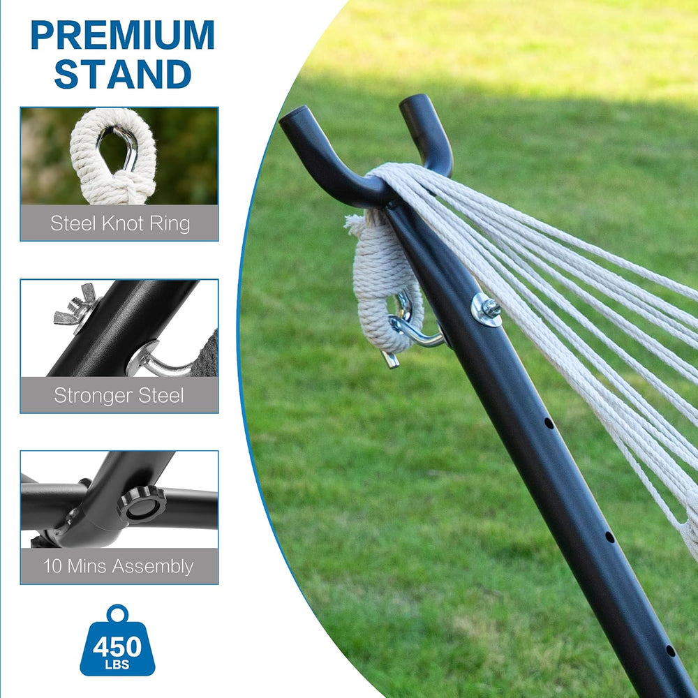 Double Hammock with Stand for Outside, Heavy-Duty, Portable Tropical