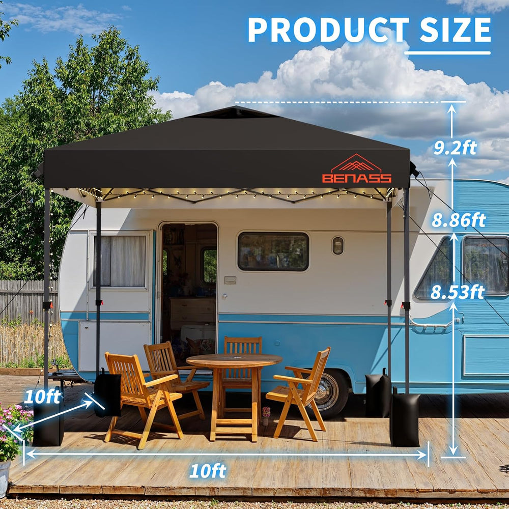 10x10 Pop Up Canopy Tent, Black