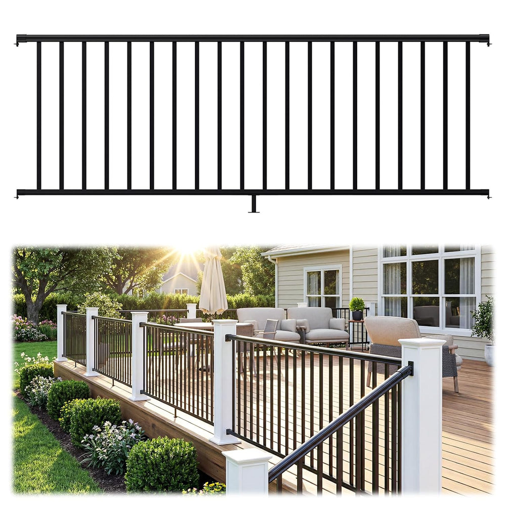 Egadis 1 Pack 36 in x 8 ft Aluminum Porch and Deck Railing Kit Without Post