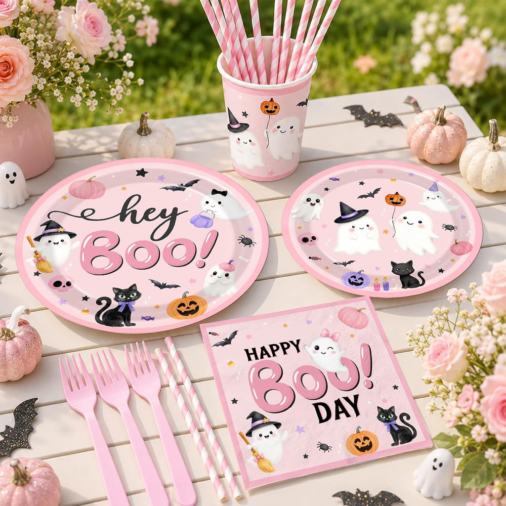 Pink Halloween Party Decorations Kit Halloween Happy Boo Day Birthday Party