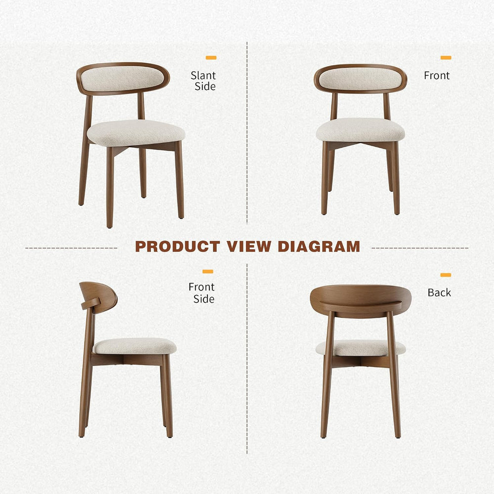 Dining Chairs Set of 2, Upholstered Dining Room Chairs with Solid Wood Legs