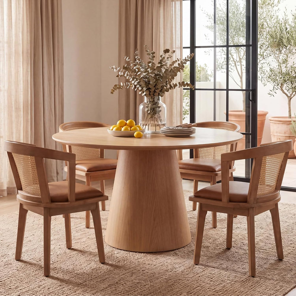 EALSON Rattan Mid Century Dining Chairs Set of 4 Modern Farmhouse Wooden Dini...