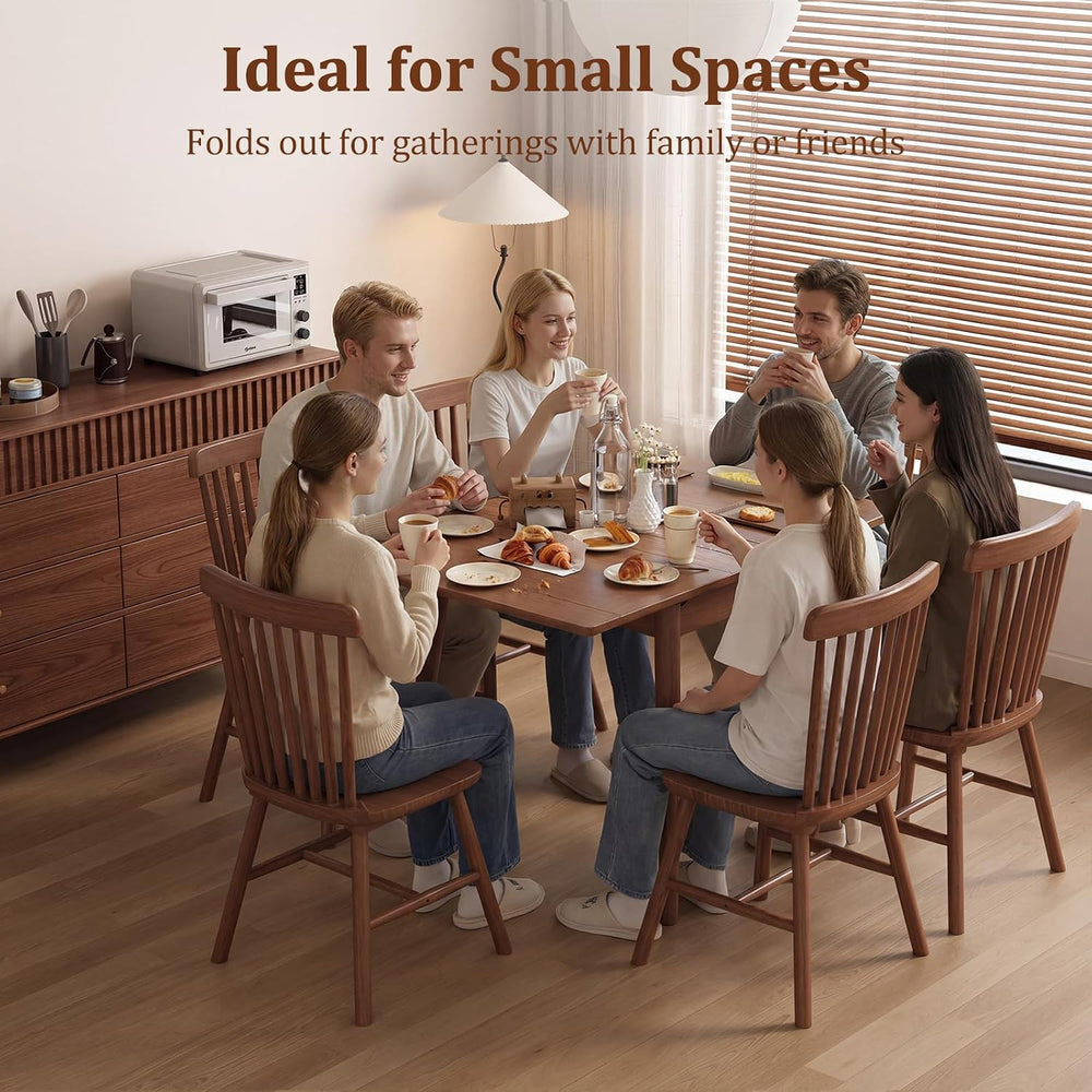 Solid Wood Small Dining Table for 2-6, 23.6"L-47.2"L Expandable Kit...