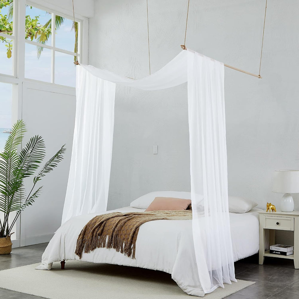 Warm Home Designs 55 x 288 White Sheer Window Scarf. AM White 288"