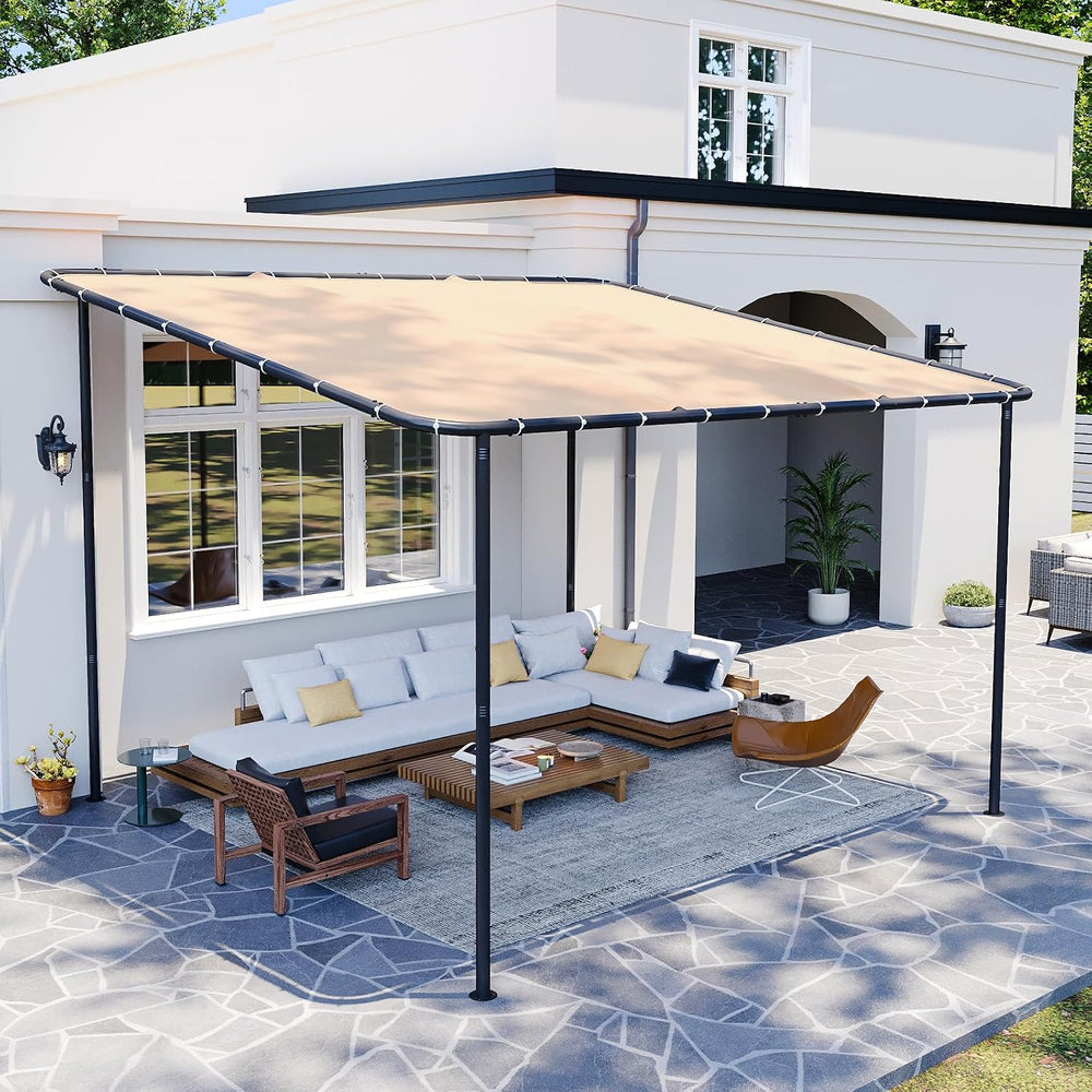 10x12 Lean to Pergola Outdoor Gazebo with Water Resistant & UV-Resistant,...