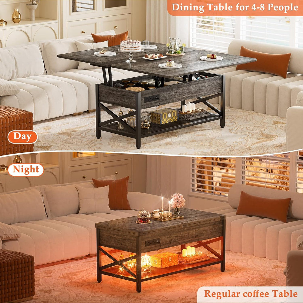 Aheaplus Coffee Table Lift Top Multi-Function Coffee Table Converts to Dining...
