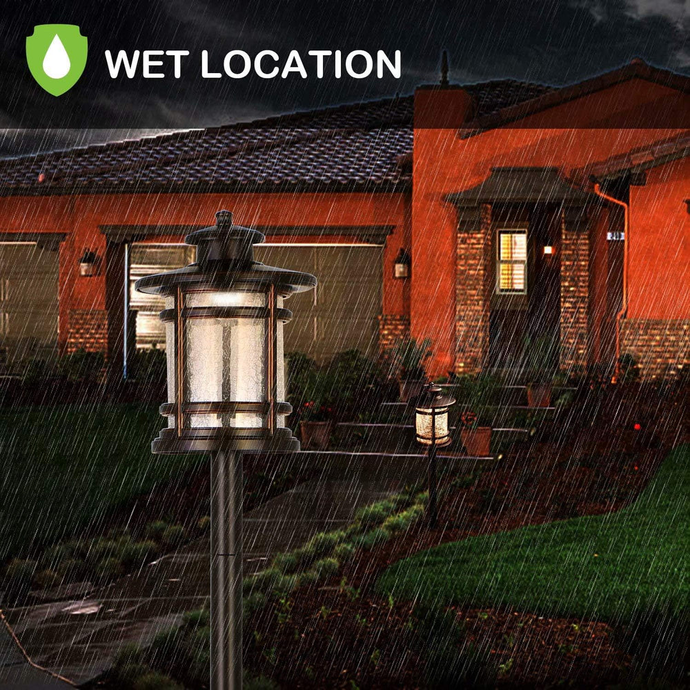 hykolity Low Voltage ORB LED Landscape Path Light with Crackled Glass Shade