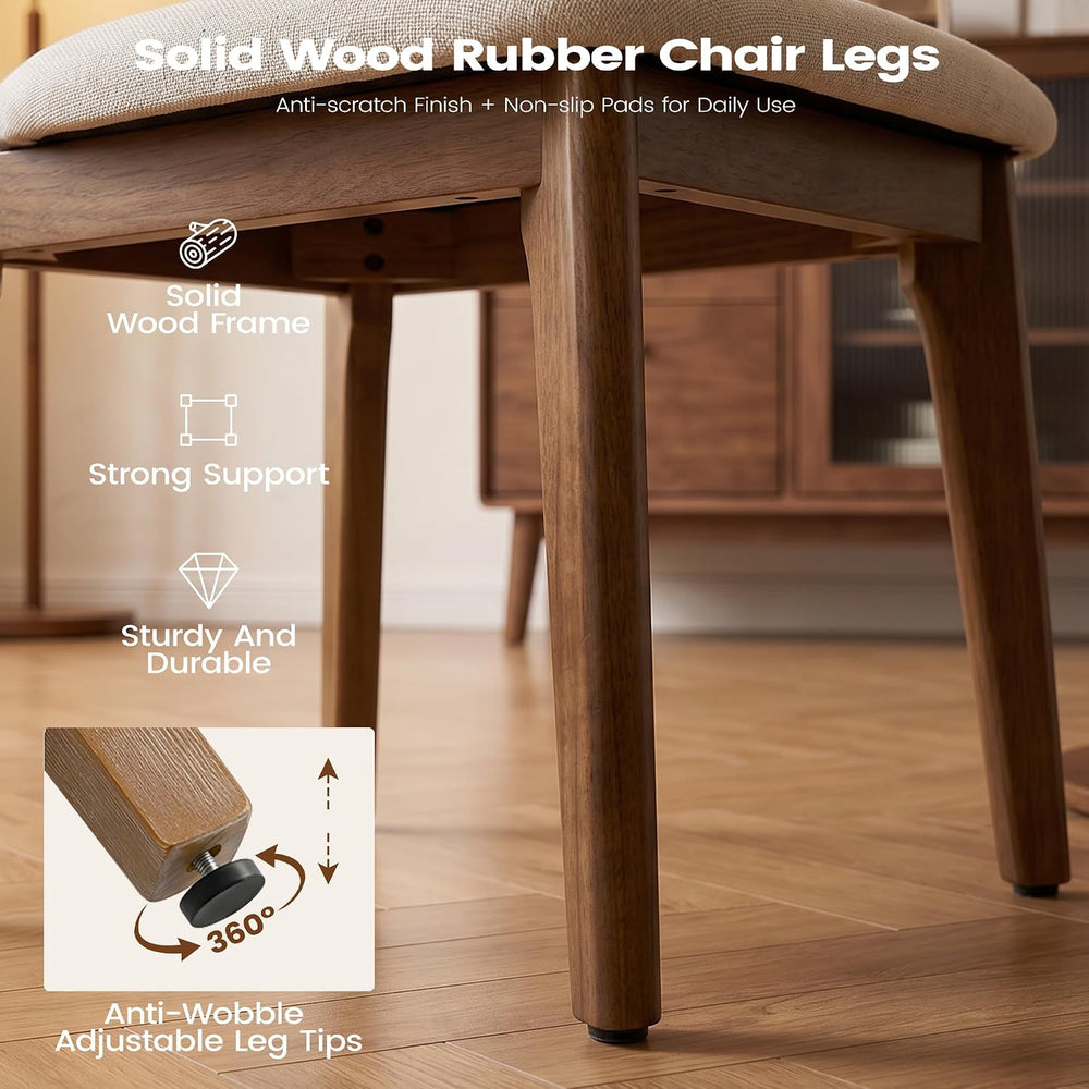 Dining Chairs Set of 8, Solid Rubberwood Kitchen Chairs with Lumbar Support H...