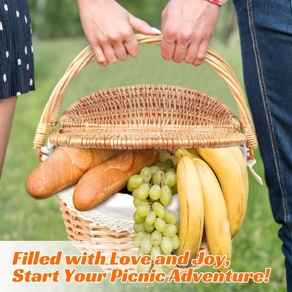 Hap Tim Wicker Picnic Basket for 2 with Lid - Unique Gifts Ideas for Couple, ...