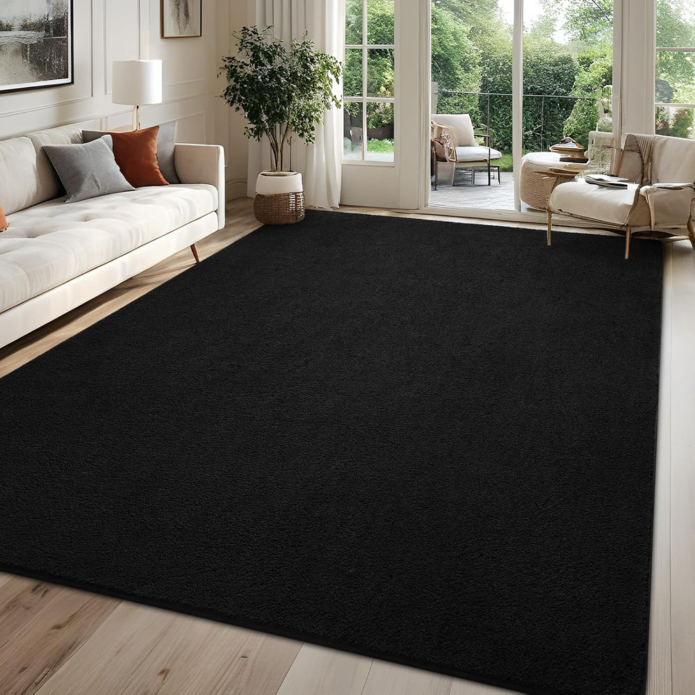 7x10 Black Area Rug Modern Aesthetic Minimalist
