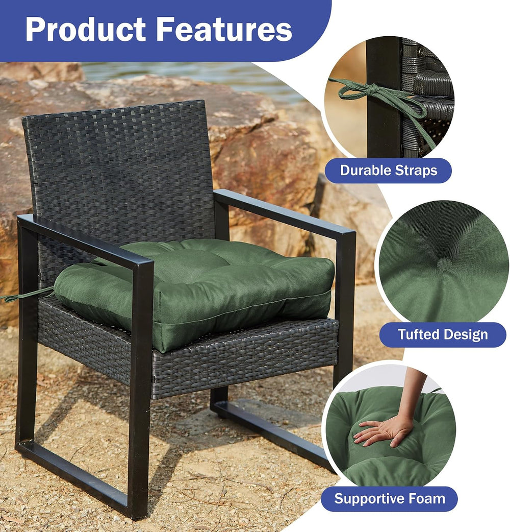 IPYNBAP Outdoor Chair Cushions Set of 4, Patio Chair Cushions with Ties, 19x1...
