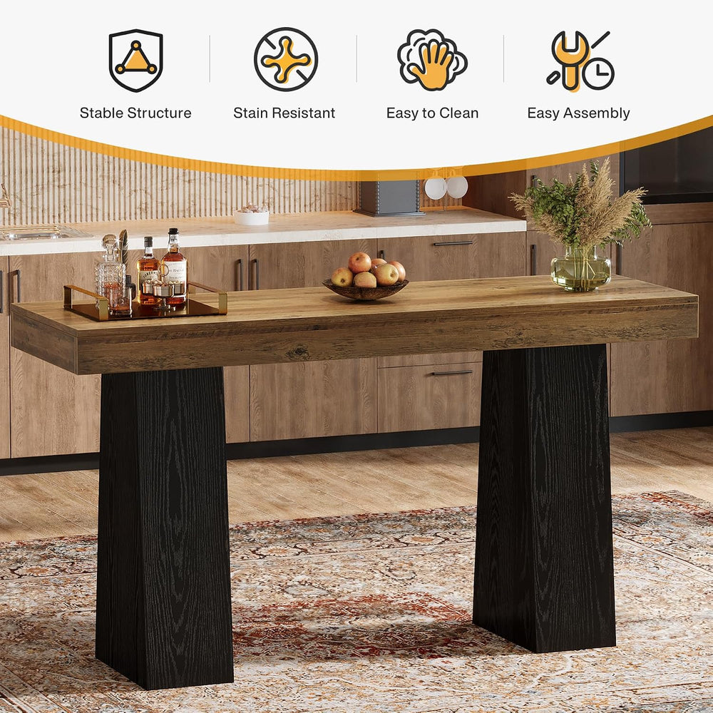Tribesigns 63 Inch Bar Table, Bar Height Counter Table, Brown Black (1)