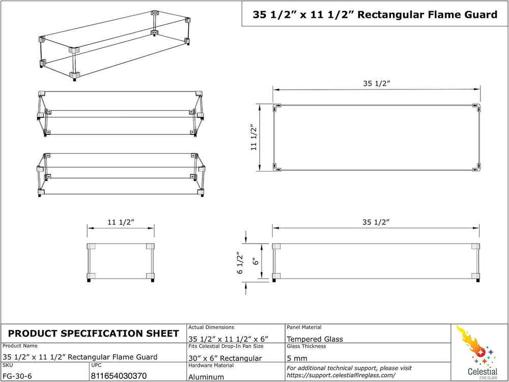 Celestial 35" x 11" x 6" Wind Guard, fits Celestial 30” x 6” F...
