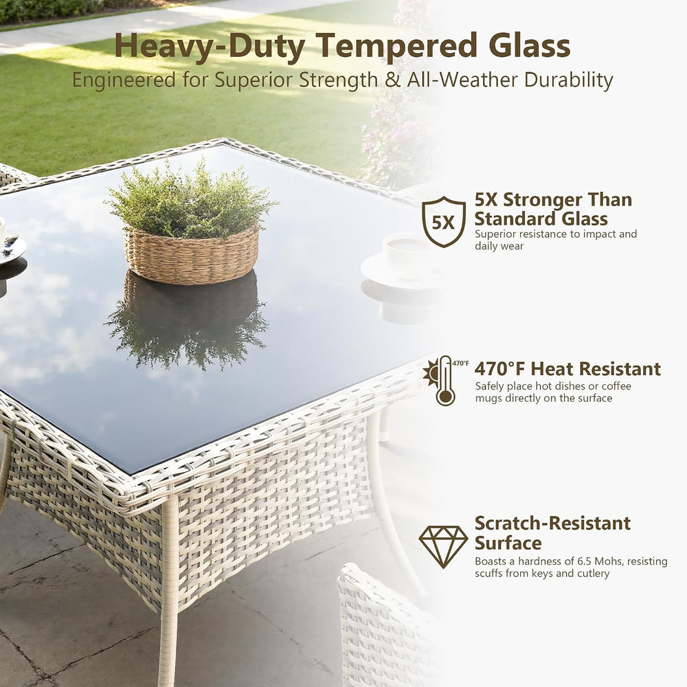 Outdoor Dining Set, 10-Piece Patio Furniture Set with Tempered Glass Table an...