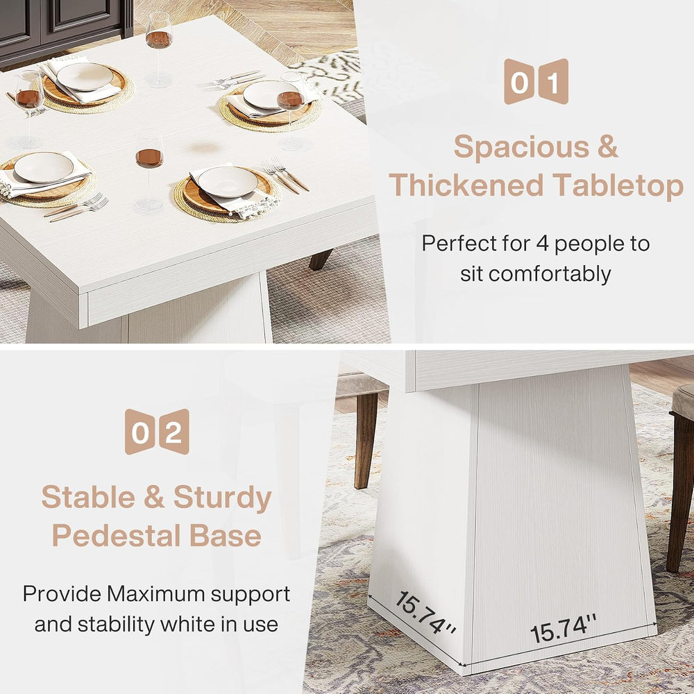Tribesigns Square Dining Table for 4, 31.5" Farmhouse Small Kitchen Table