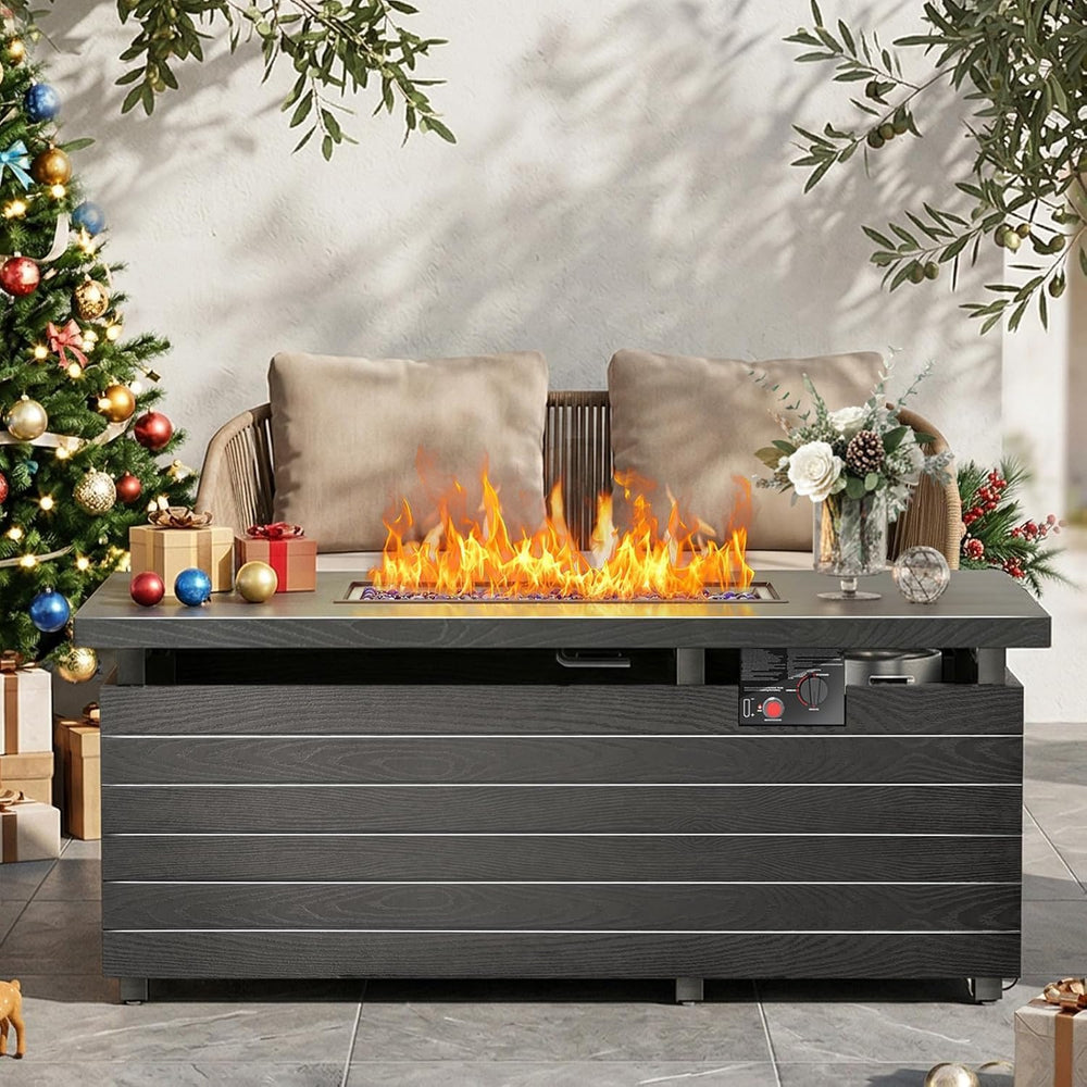 51 Inch Outdoor Propane Fire Pit Table, 50000BTU Rectangular Fire Pit Table