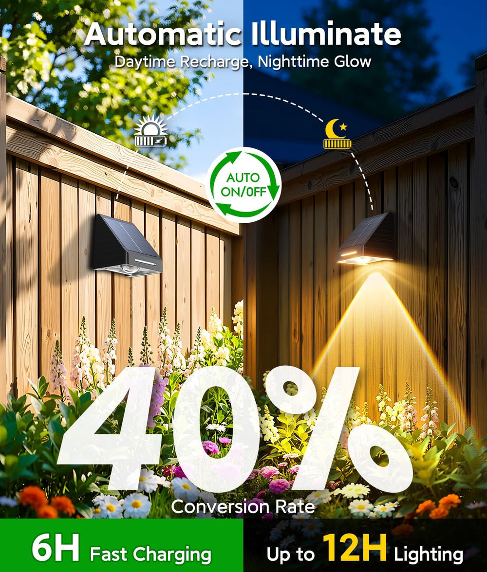 KOOPER Solar Fence Lights Outdoor Waterproof 10 Pack, Solar Fence Lights with...