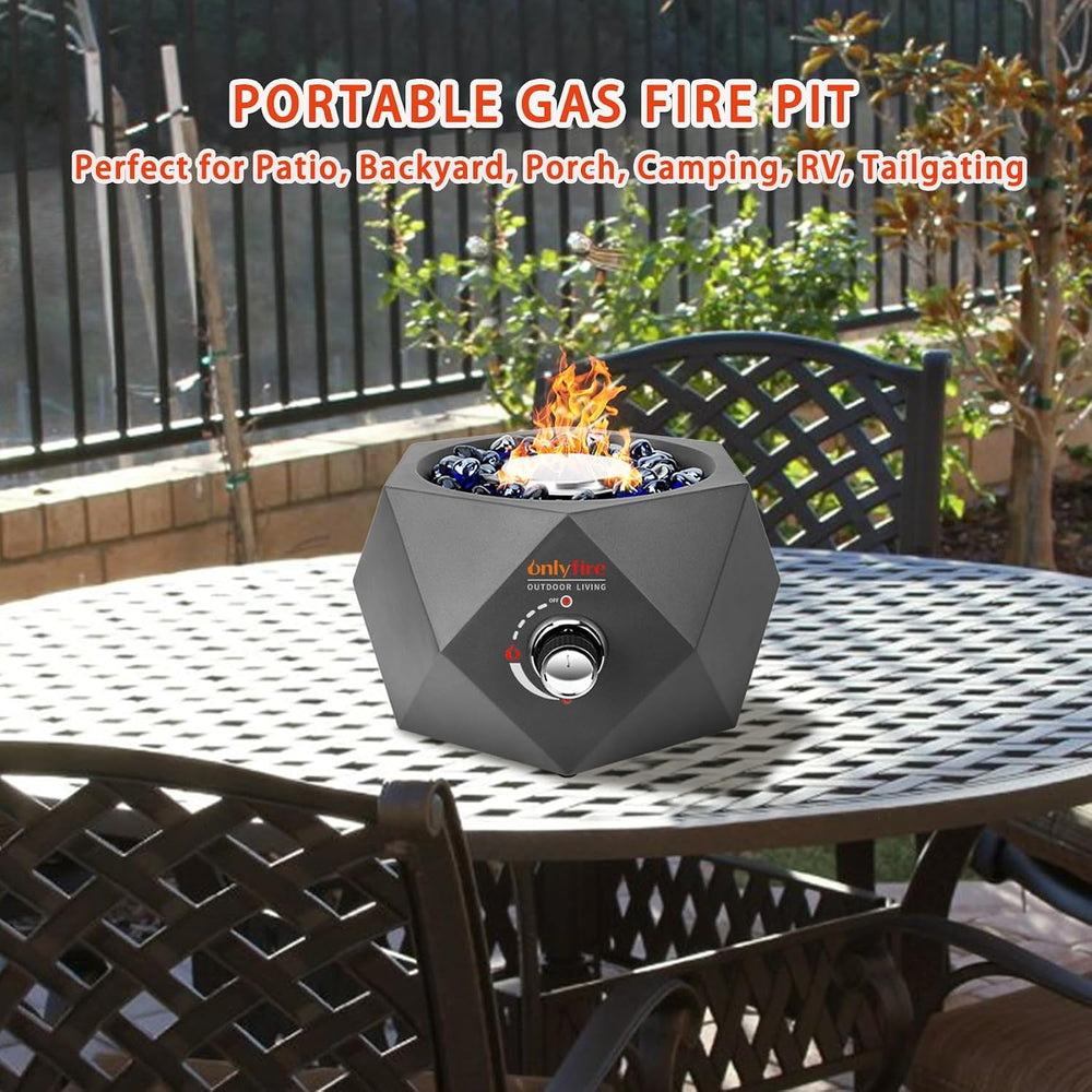 14" Modern Gas Fire Pit Bottom-Mounted for Table with Umbrella Hole, FP003