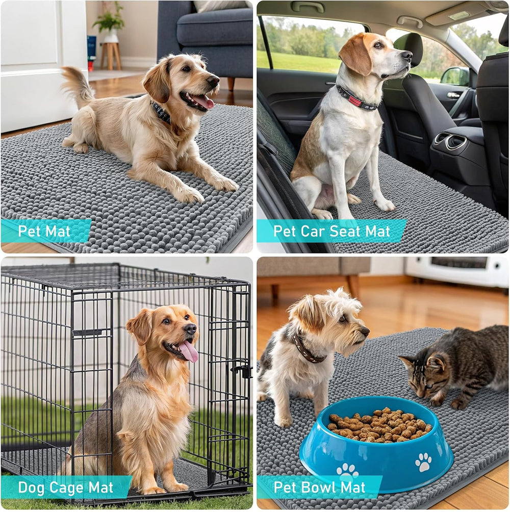 OLANLY Dog Door Mat for Muddy Paws 48x30, Super Absorbent Chenille Mud Mat