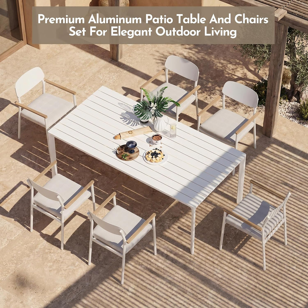 Modern Shade Luxury Outdoor Dining Set for 7, Outdoor Table and Chairs Set wi...