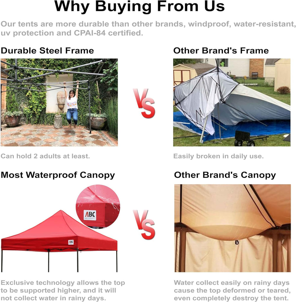 ABCCANOPY Patio Pop Up Canopy Tent 10x20 Commercial-Series(White)