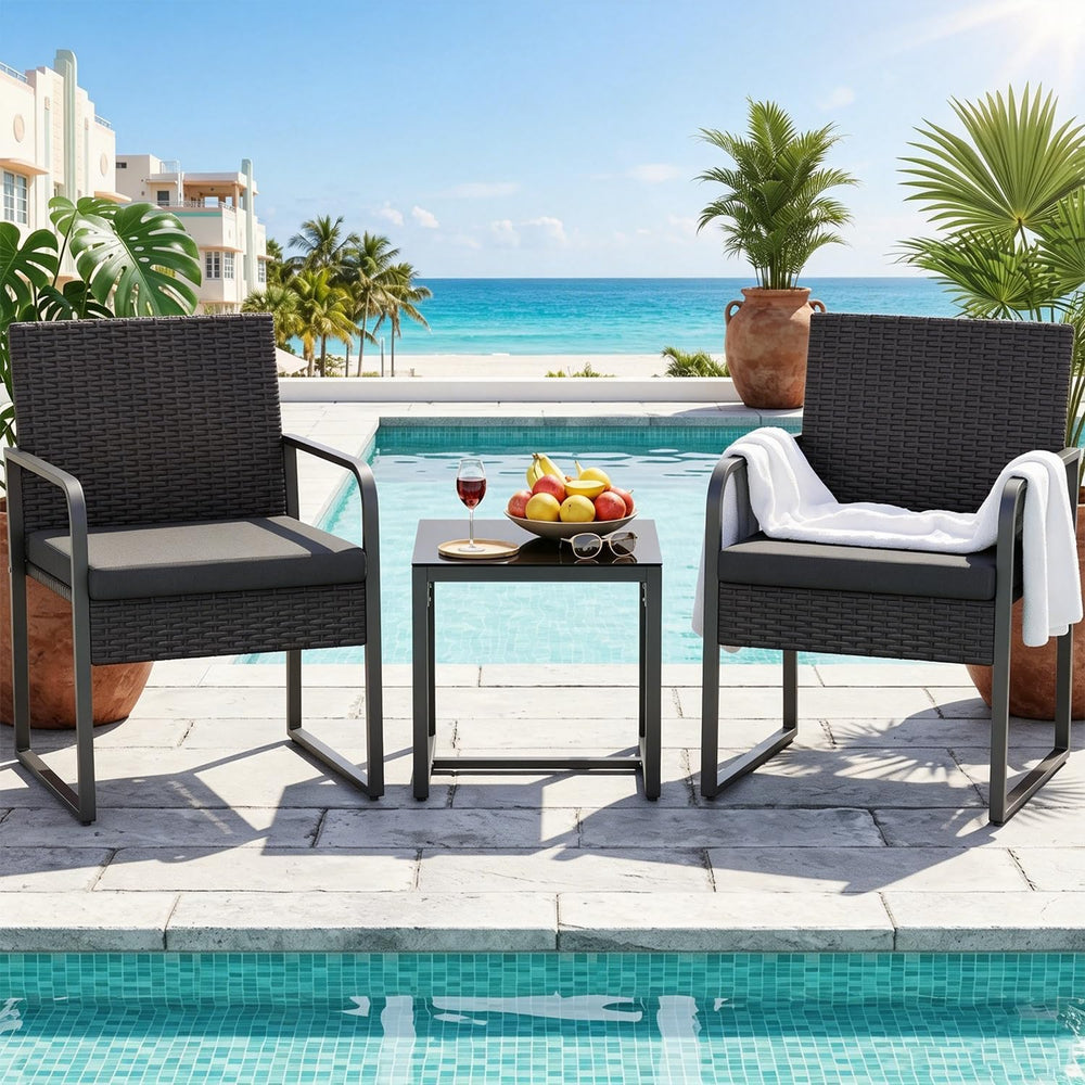 Gizoon 3 Pieces Patio Furniture Sets, Outdoor Rattan Conversation