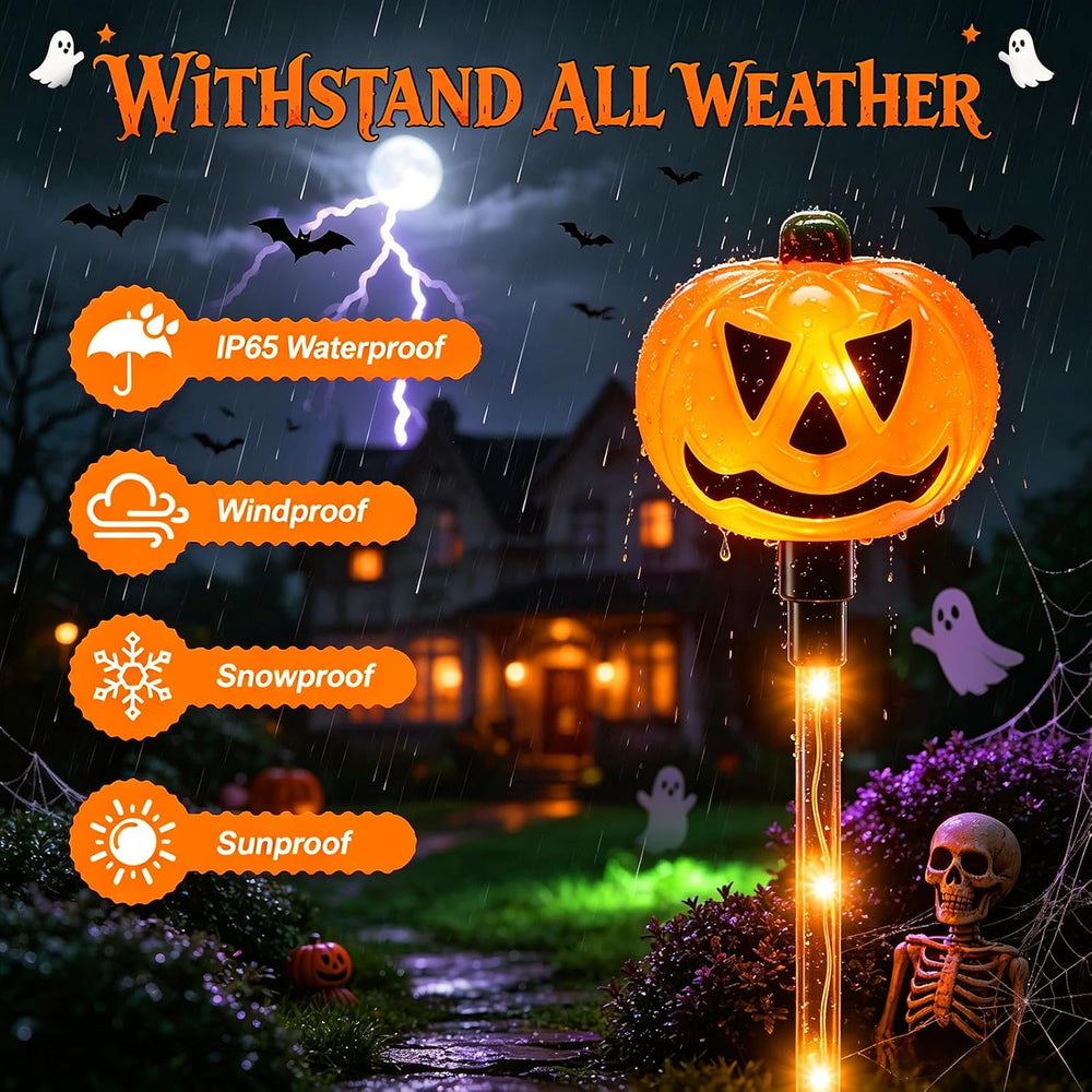 VOOKRY 12Pack Solar Pumpkin Lights for Halloween Decorations Outdoor