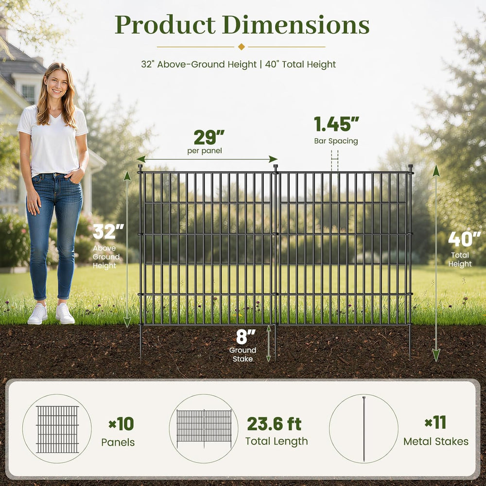 No Dig Garden Fence Outdoor for Yard, 32in (H) x 23.6ft(L)