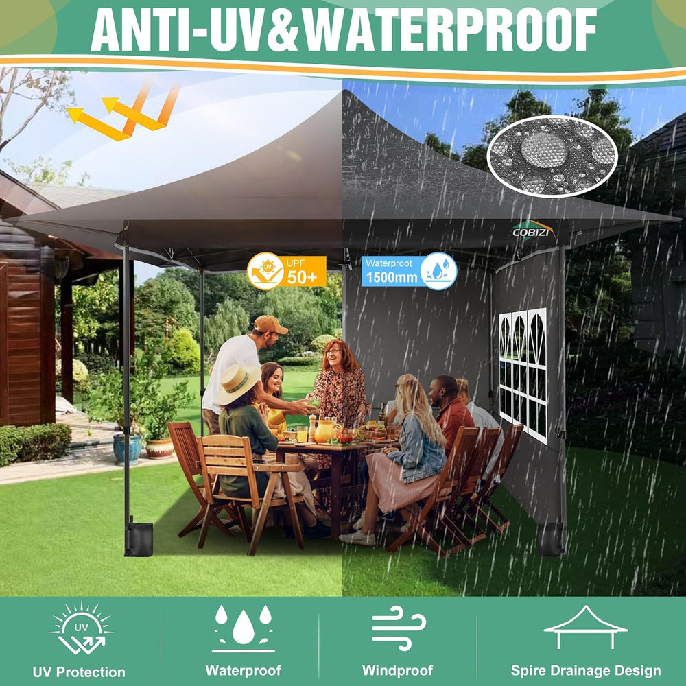 COBIZI 13x13 Heavy Duty Pop Up Canopy with 4 Walls, Commercial Outdoor Tent
