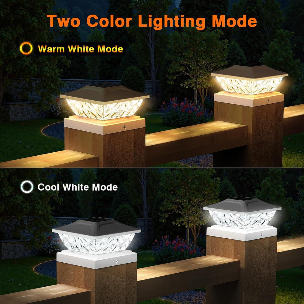 Solar Post Cap Lights Outdoor 6 Pack, 2 Modes Bright Fence Post Solar Lights ...