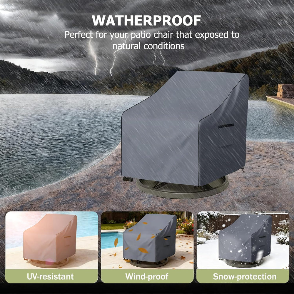 Outdoor Swivel Chair Cover 2 Pack,600D Heavy Duty 100% Waterproof Outdoor Cha...
