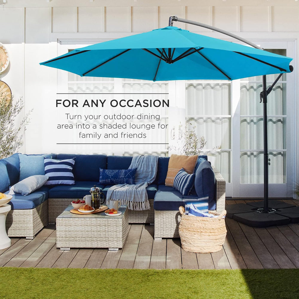 Best Choice Products 10ft Offset Cantilever Hanging Market Patio Umbrella, 8 ...