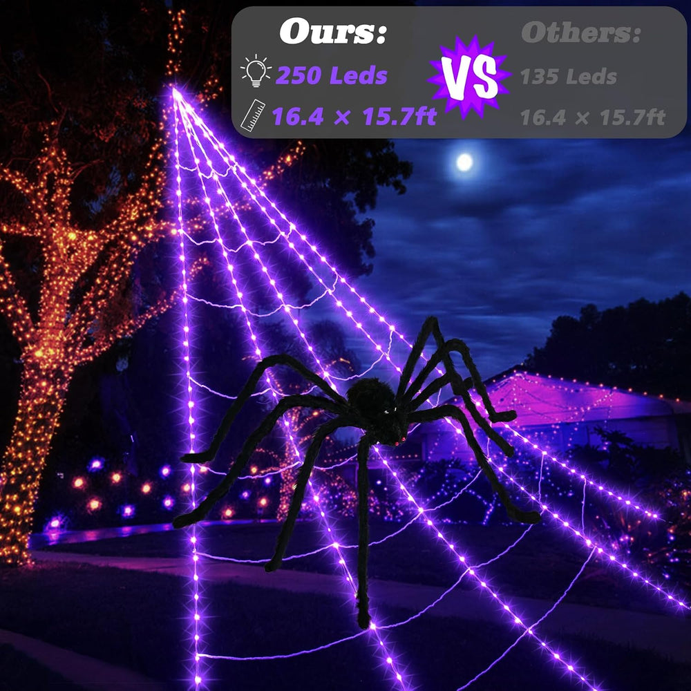 Halloween Spider Web Decoration 250 LED Halloween Decorations Outdoor