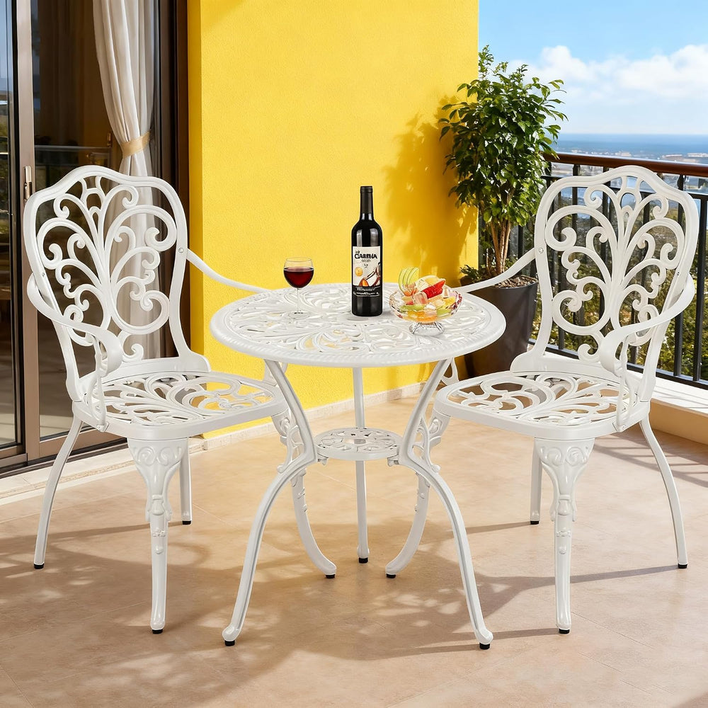 Patio Bistro Set 3 Piece Cast Aluminum Outdoor Bistro Set, Rust Resistance Bi...
