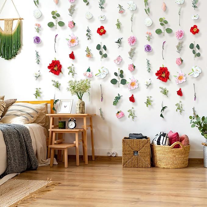 XunYee 6 Pcs 35.4 ft Flower Garlands Hanging Wildflower Backdrop Decoration A...