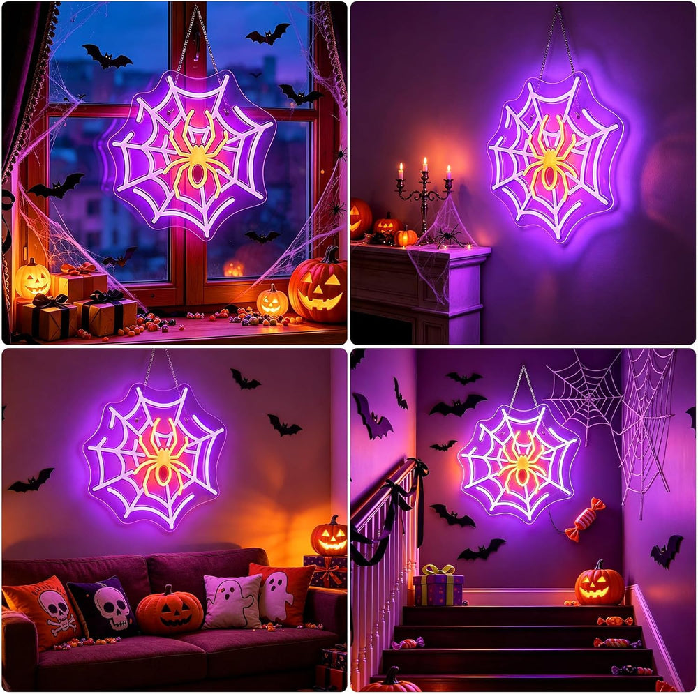 Spider Neon Signs Halloween Decorations, Anime Led Neon Lights Wall Decor