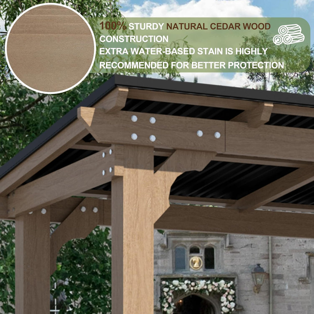 MUPATER 8 x 5 FT Outdoor Wooden Grill Gazebo with Sloping Metal roof, Heavy D...