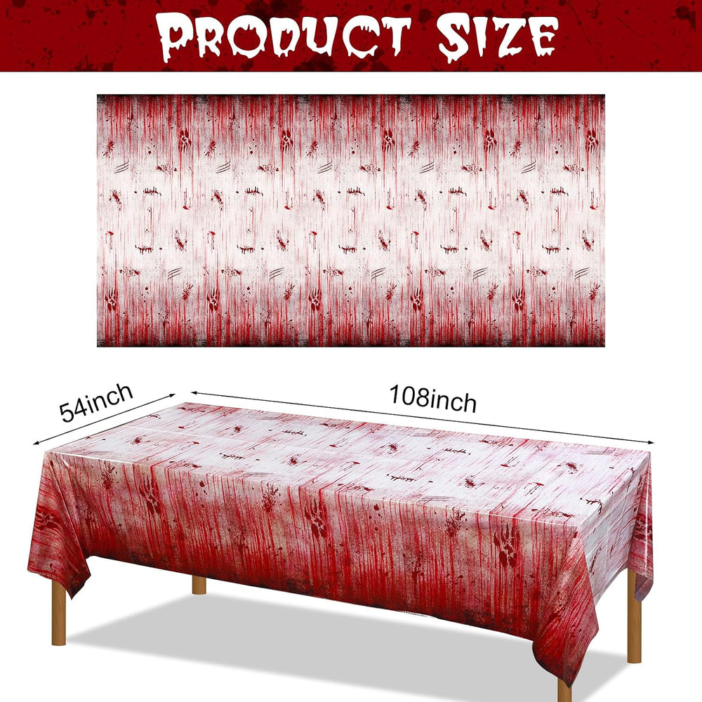 WovWeave 12 Pcs Bloody Halloween Tablecloth, Horror Theme Party Backdrop
