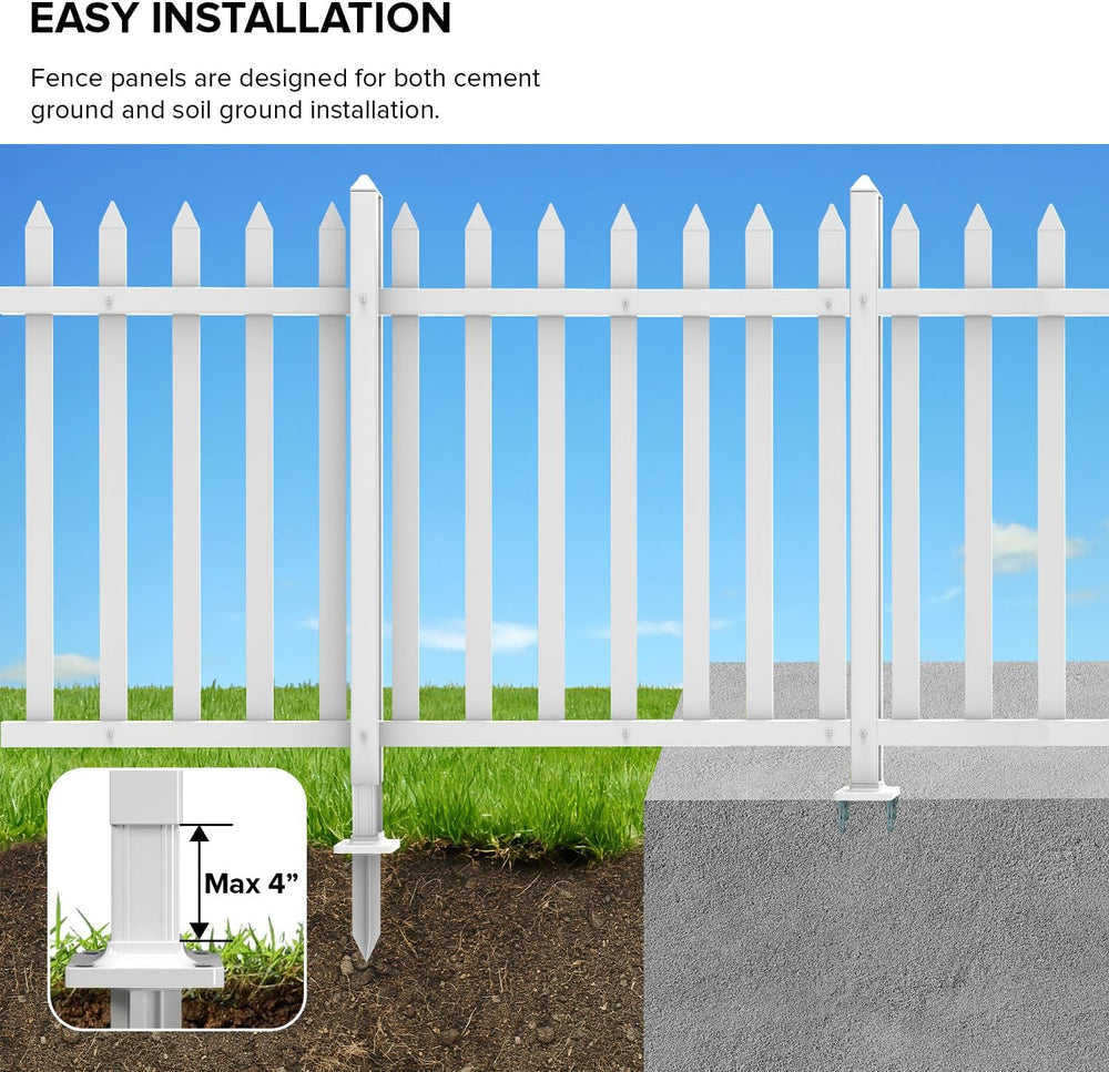 1 Set Vinyl Picket Fence Panels White 84''Wx36''H PVC Decorat...