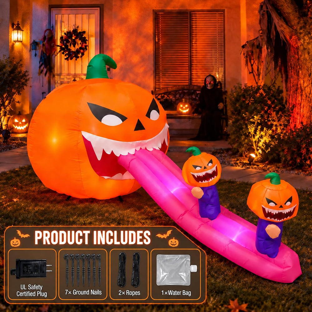9FT Halloween Inflatables Pumpkin Outdoor Decorations, Blow Up Inflatable Gia...