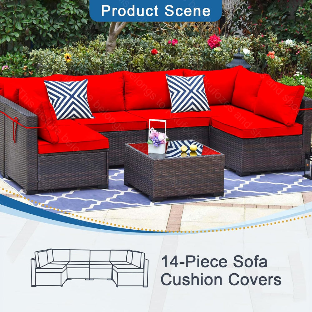 14Pcs Patio Cushion Covers, Furniture Cushion Slipcovers, 24.8"x24.8&quo...