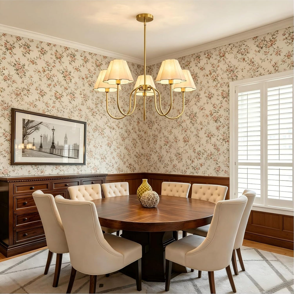 Brass Gold Chandeliers for Dining Room, 28"Light Adjustable Antique Mode...
