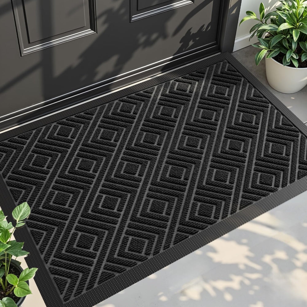 DEXI Front Door Mat Outside Entrance 24x36 Heavy Duty Rubber Entry Doormat