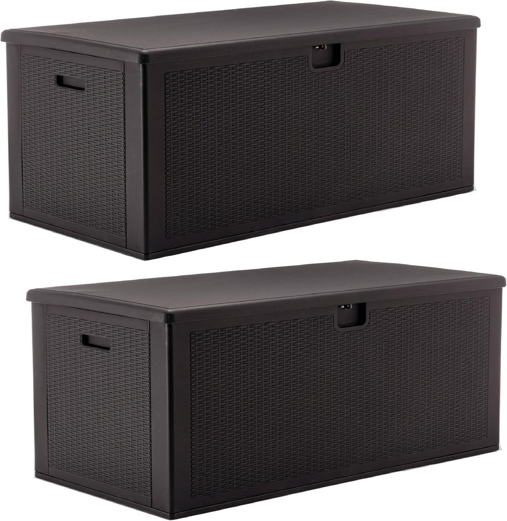 BTExpert Set of 2, 150 Gallon Extra Large Deck Box Outdoor Storage Container ...