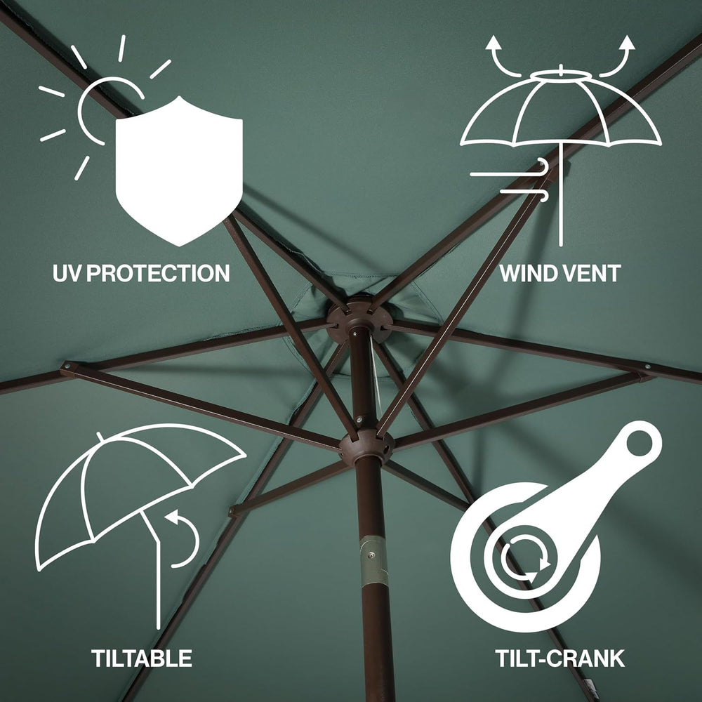 JONATHAN Y UMB1001 Collins 9 ft. Classic Cottage Tassel Market Patio Umbrella...