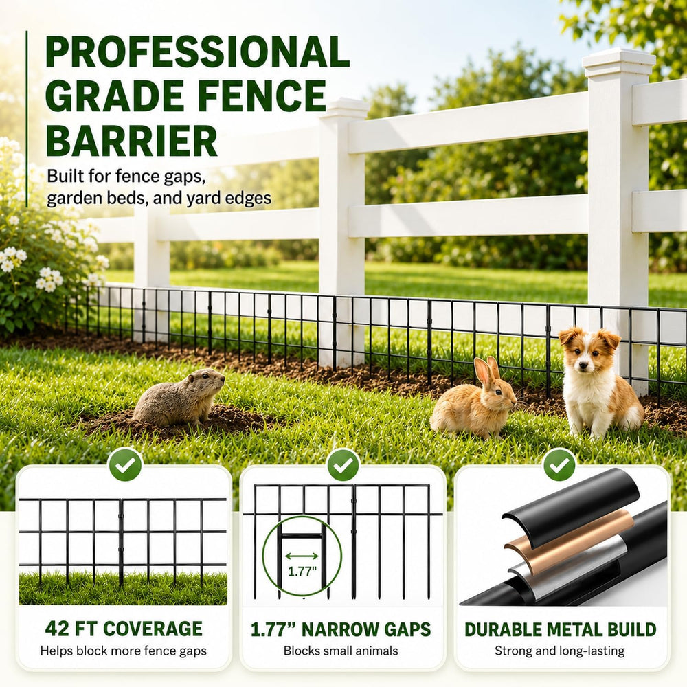 Animal Barrier Fence, 42.5ft x 13in, 30 Panels No Dig Garden Fence for Dogs